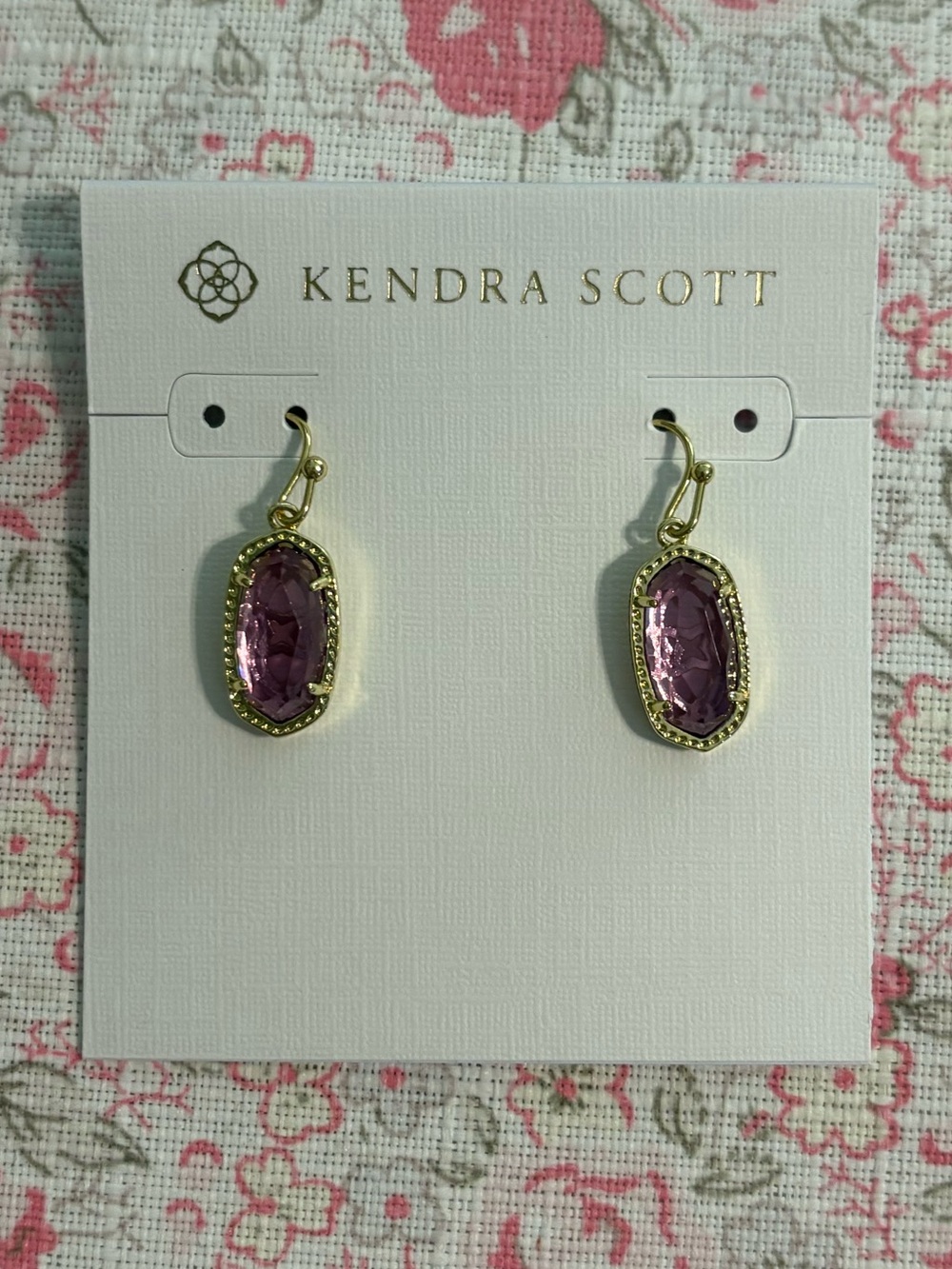 Kendra Scott Gold Drop Earrings with Purple Stones